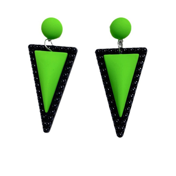 Wholesale  contrast color triangle temperament long color earrings Joker candy color geometric earrings