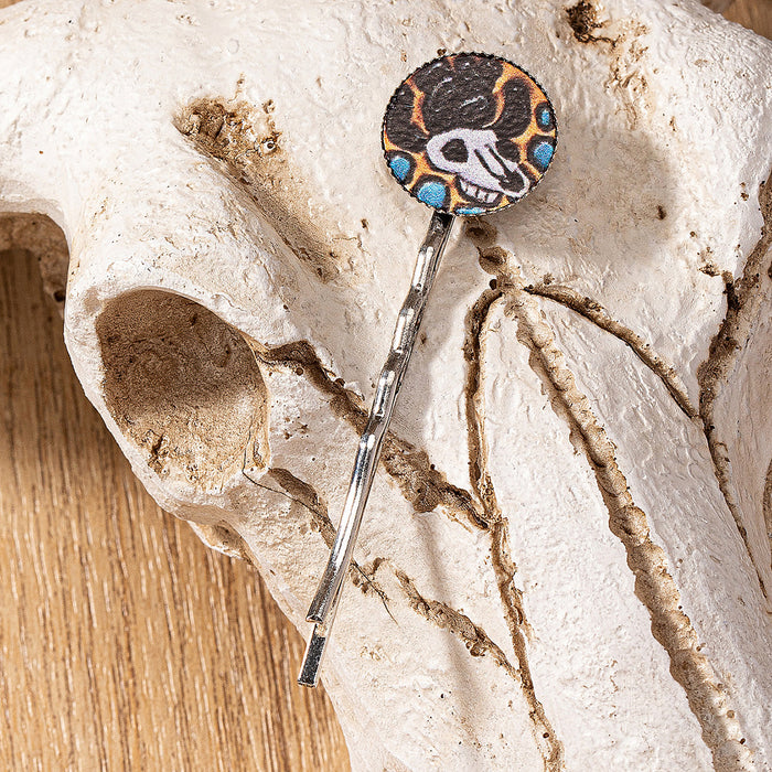 Wholesale leather western style cow turquoise pattern printed hairpin