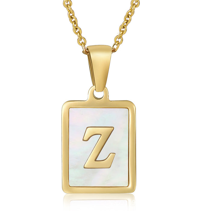 Wholesale Stainless Steel Three-dimensional Shell Letter Necklace JDC-NE-ZhongYao002