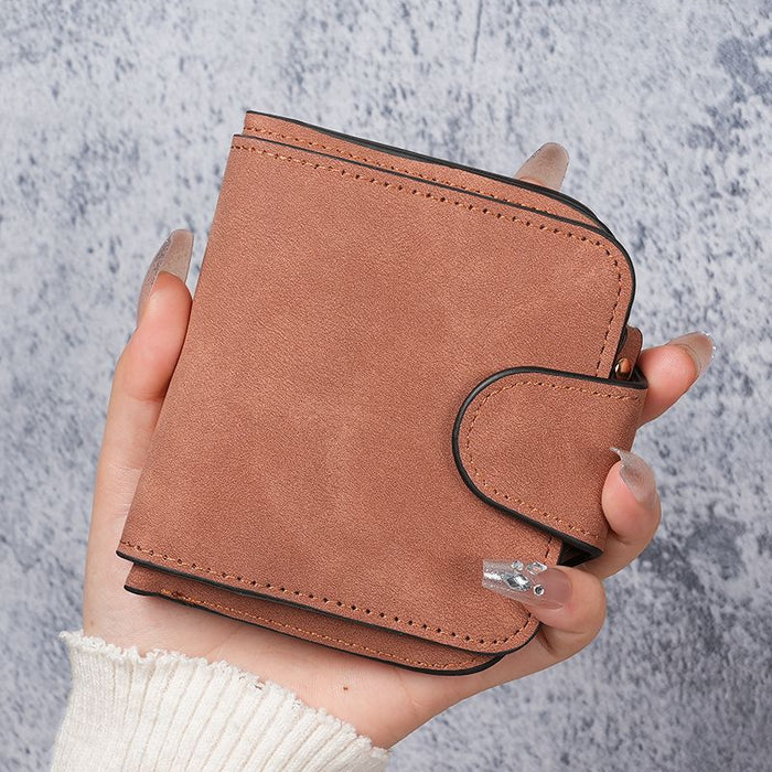 Wholesale Women' s Solid Color Urban Simple Short Wallet with Multiple Card Slots Everyday Wallet Gift