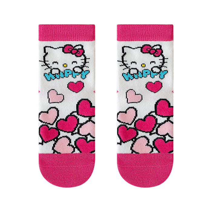 Wholesale 5 Pairs/pack Girls Socks New Sweet Hello Kitty Pink Baby Socks Cartoon Children's Middle Tube Socks Cotton Middle and Small Children JDC-SK-LXWC005