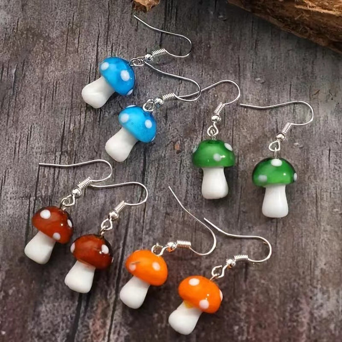 Wholesale   mushroom earrings cartoon cuteall-match multi-color earrings