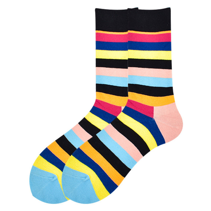 Wholesale Happy Socks Men's Cotton Socks Long Tube Color Stripes JDC-SK-CG020