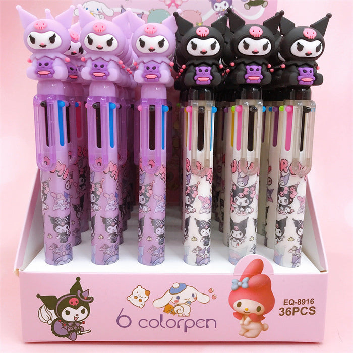 Wholesale 36pcs/box Silicone Doll Head Six Colors Ballpoint Pen JDC-PN-YaLL004