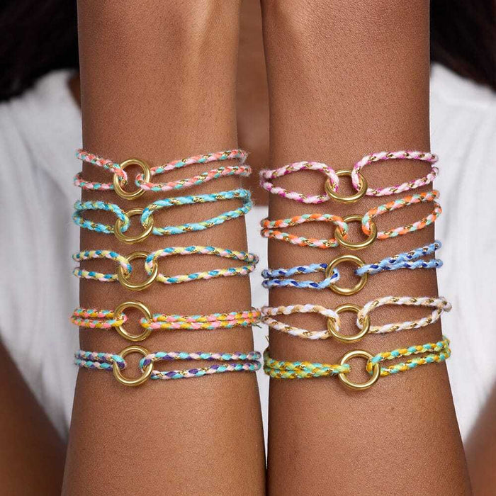 Wholesale Titanium Steel Colorful Rope Braided Colorful Rope Live Ring Buckle Hand Rope Gold Plated
