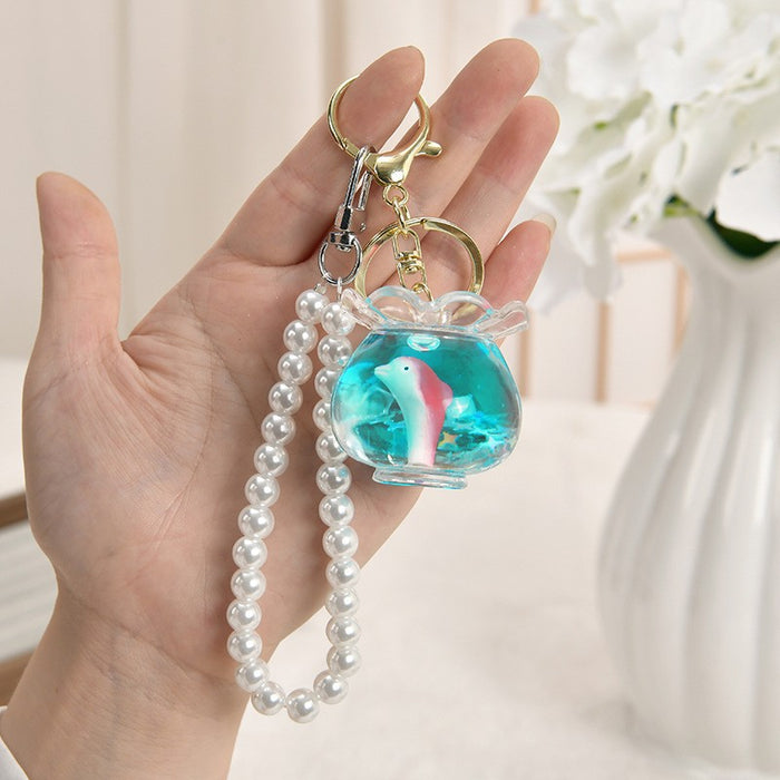 Wholesale Oil-Filled Bottle Aquarium Marine Animal Keychain