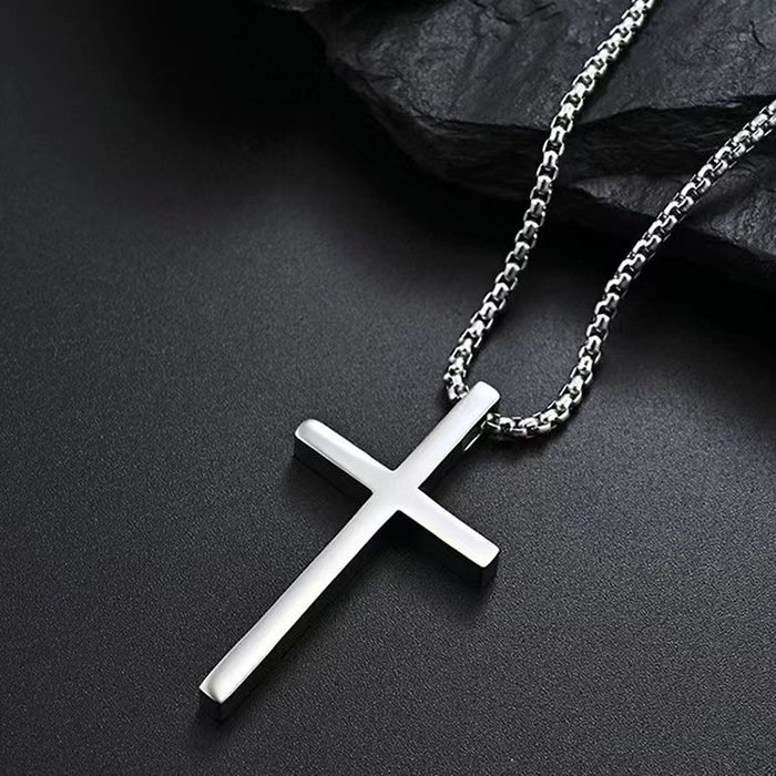 Wholesale New Titanium Cross Necklace, Couple Style, Stainless Steel Pendant, Sweater Chain Accessory