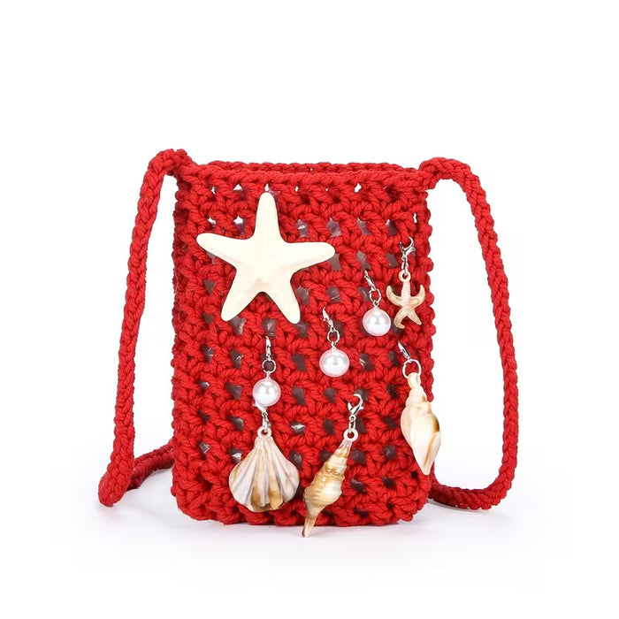 Wholesale Trendy Blue Cotton Rope Woven Small Crossbody Bag