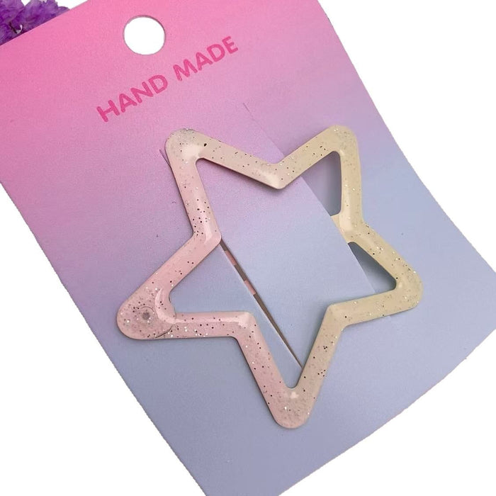 Wholesale Large gradient fine sparkling pentagram side, forehead with broken hair, cute star hairpin hair accessory