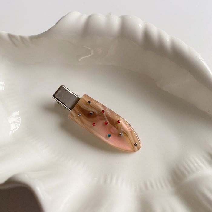 Wholesale Colorful diamond side hair clip with no trace, elegant edge clip, high-end feeling, duckbill clip, fashionable and versatile headband