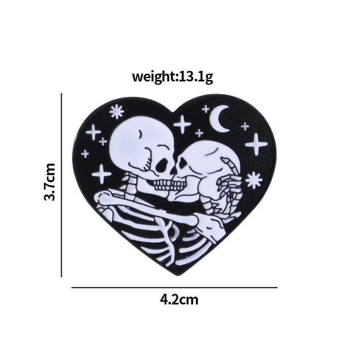 Wholesale  Skull Disc Brooch Pin Zinc Alloy Dripping Oil Finish Trendy Party Accessory