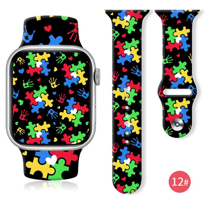 Wholesale Printed Silicone Watch Strap Wristband JDC-WD-NuoQi041