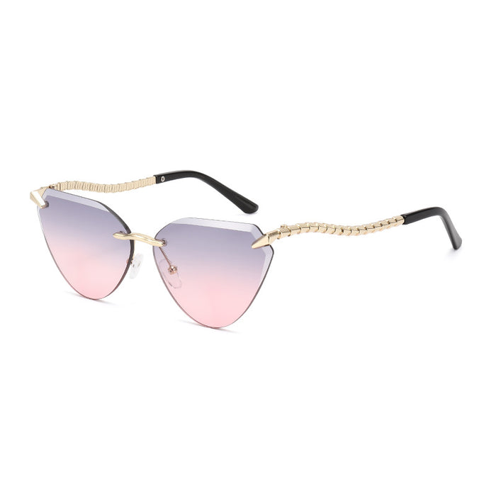 Wholesale Metal sunglasses, retro frameless cut sunglasses