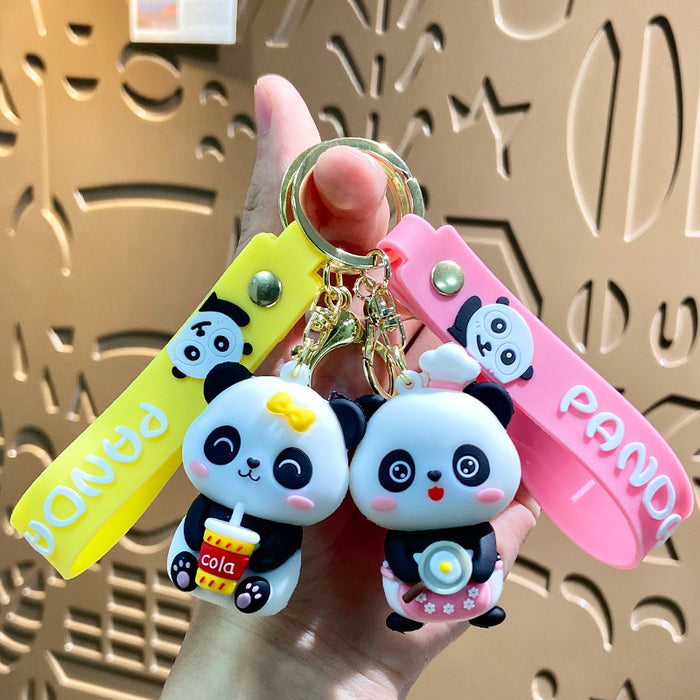 Wholesale Cartoon Cute Panda Doll Keychain Student Couple Bag Decorative