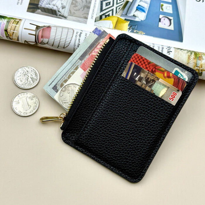 Wholesale PU Leather Zipper Card Holder Large Capacity Commuting Wallet MOQ≥2