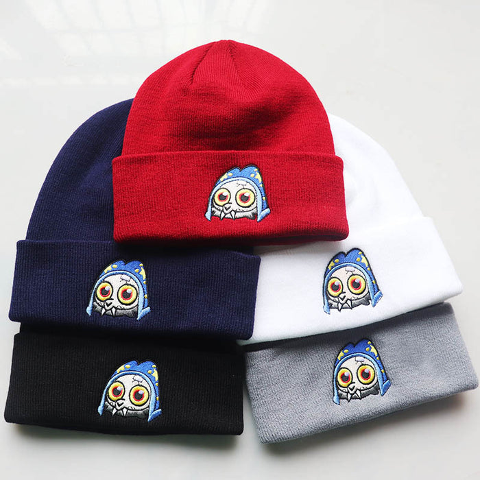 Wholesale Cartoon Character Embroidery Acrylic Knitted Beanie Hat JDC-FH-LvH016