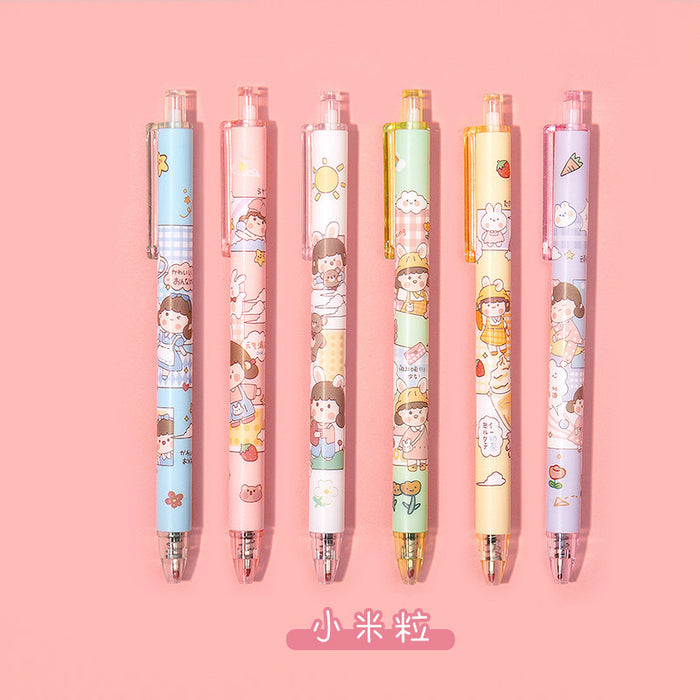 Wholesale Student cartoon press gel pen  cute wind 0. 5 press black sign pen student