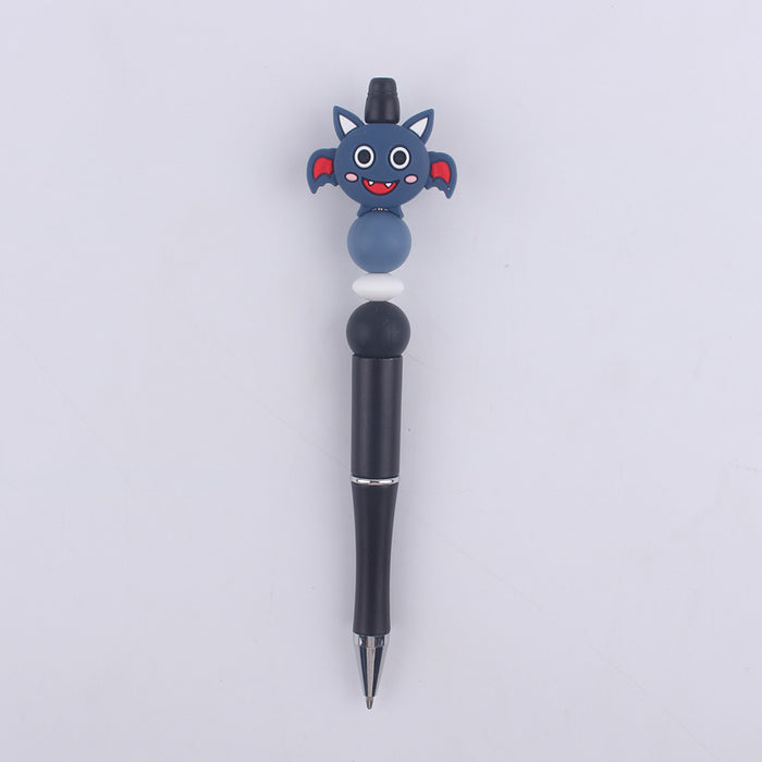 Wholesale Cartoon Pattern Halloween Pumpkin Spider Silicone Beads Plastic Bead Pen JDC-PN-GuangTian004