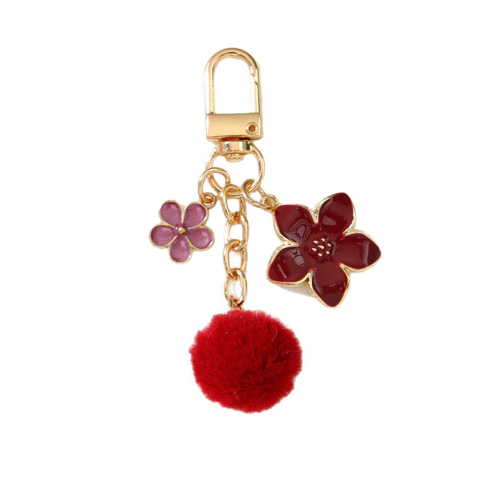 Wholesale Cute Cherry Blossom Flower Alloy Keychain Pendant Purple Decorative Accent for Resale