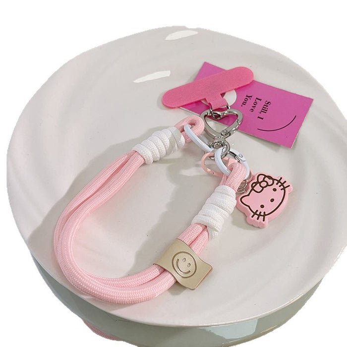 Wholesale Dual-tone clasp girl pink 3D cat phone chain keychain