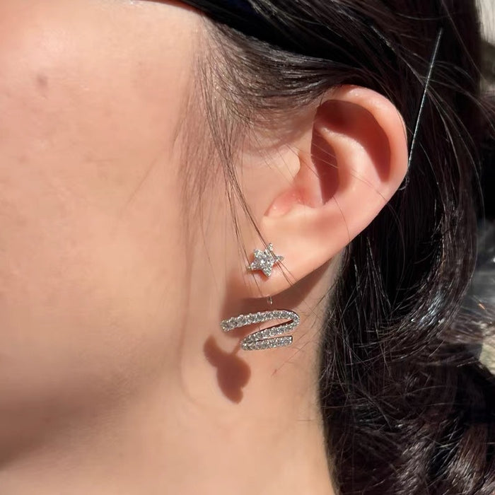 Wholesale Starlight Ribbon Earrings Earrings Accessories Light Luxury Accessories Women' s Birthday Gift Factory Direct Sale
