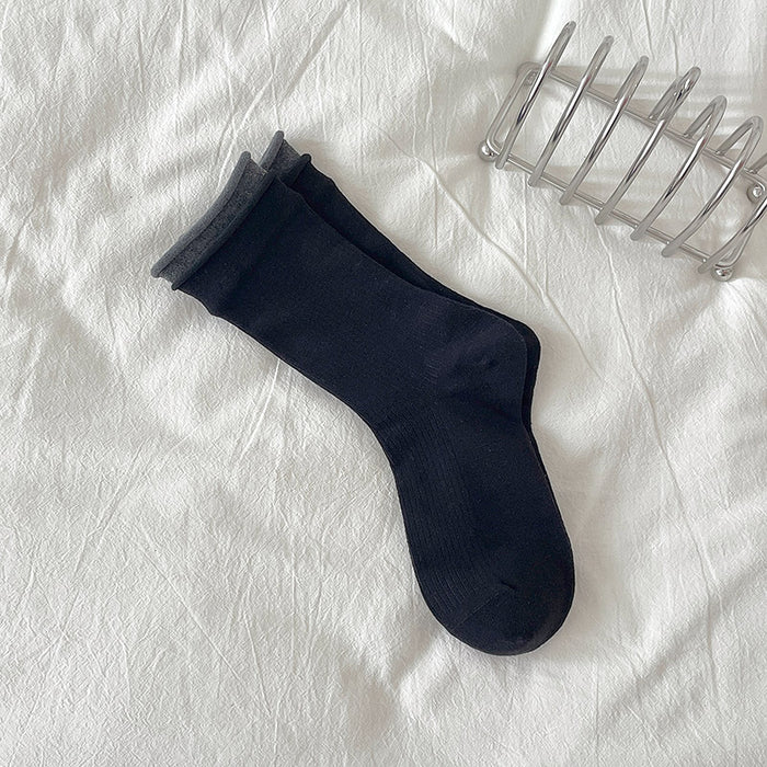 Wholesale Long socks with rolled edges and boneless middle tube socks, versatile and loose fit