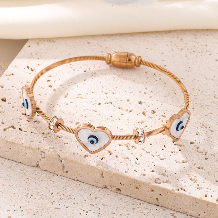 Wholesale Beaded bracelet with stainless steel gold-plated zircon stones