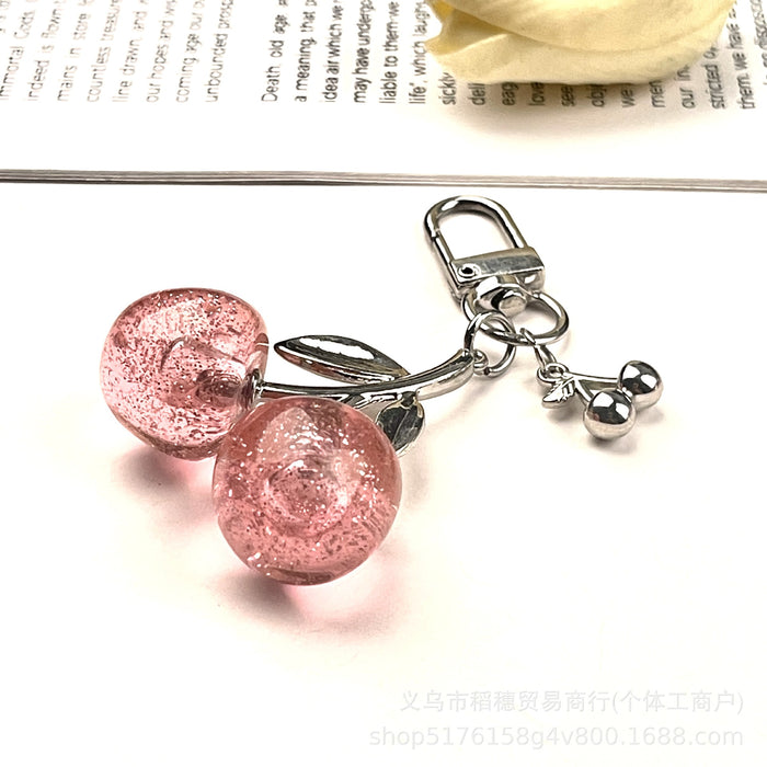 Wholesale Zinc Alloy Cherry Keychain Pendant Cute Simulated Fruit Design MOQ≥10