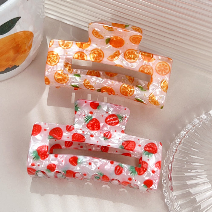 Wholesale Watermelon Print Square Hollow Acrylic Hair Claw Clip