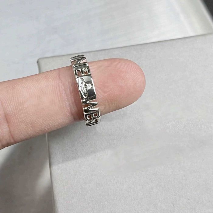 Wholesale Hollow-out Saturn letter open adjustable rings