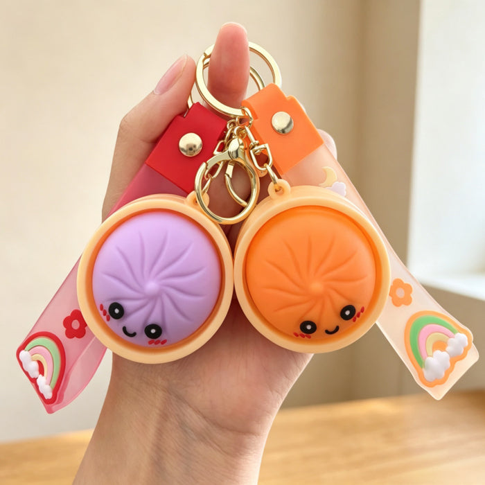 Wholesale PVC Soft Simulated Bun Keychain Trendy Car Key Accessory for Couples
