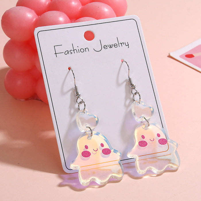 Wholesale Easter Rainbow Eggs Love Rabbit Earrings Cute Ghost Colorful Acrylic Earrings Sweet Earrings