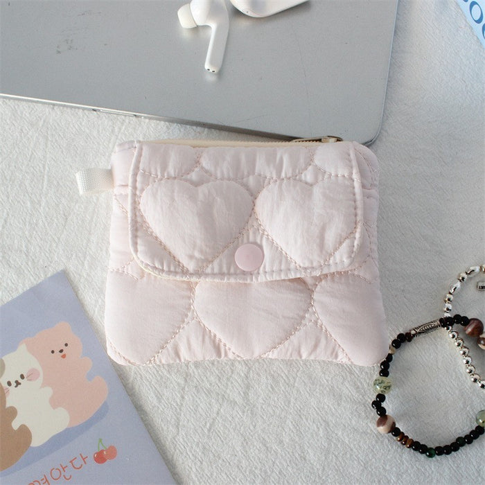 Wholesale Quilted Diamond Pleated Polyester Coin Purse Sweet Pink Multi Functional Card Holder Home Storage