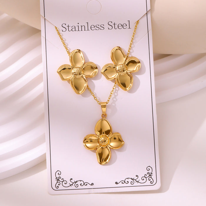 Wholesale RetroEarrings Necklace Stainless Steel Gold-Plated Jewelry