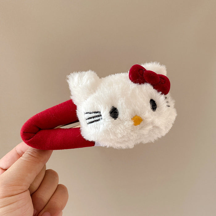 Wholesale  Cute Plush Cat  Hairpin Girl Bangs Cartoon Bow BB Clip Back Head Hair Accessories Side Clip