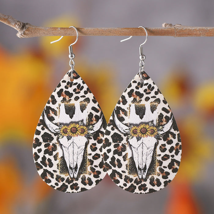 Wholesale PU Double Sided Water Drop Earrings JDC-ES-ChuLian017