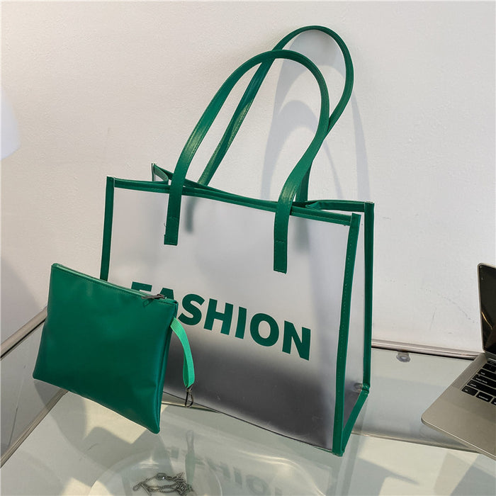Wholesale Fashionable large capacity transparent single shoulder tote bag handbag