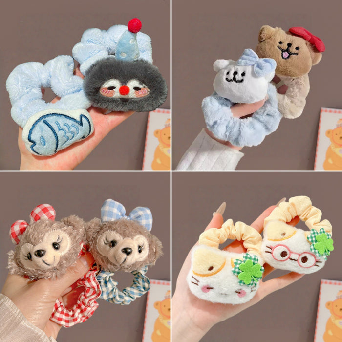 Wholesale Cute penguin and fish plush cartoon  hair scrunchies