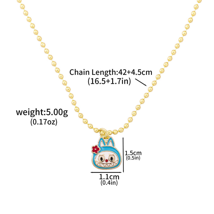Wholesale Necklace Earrings  Cartoon Cute Metal Enamel Set Pendant Ear Pin Holiday Gift