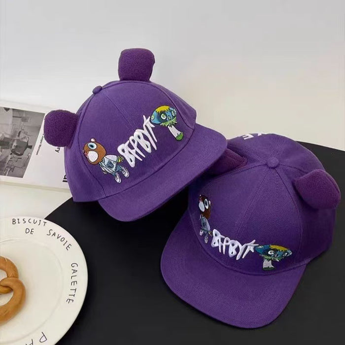 Wholesale Cute Cartoon Letter Embroidery Purple Baseball Cap for Women Versatile  Sunshade