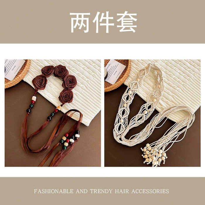 Wholesale Boho Woven Waist Belt For Women Retro Butterfly Design Belt Dress Accessory Summer Vacation Style