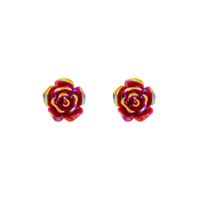 Wholesale Three dimensional rose earrings with retro and niche design, personalized earrings