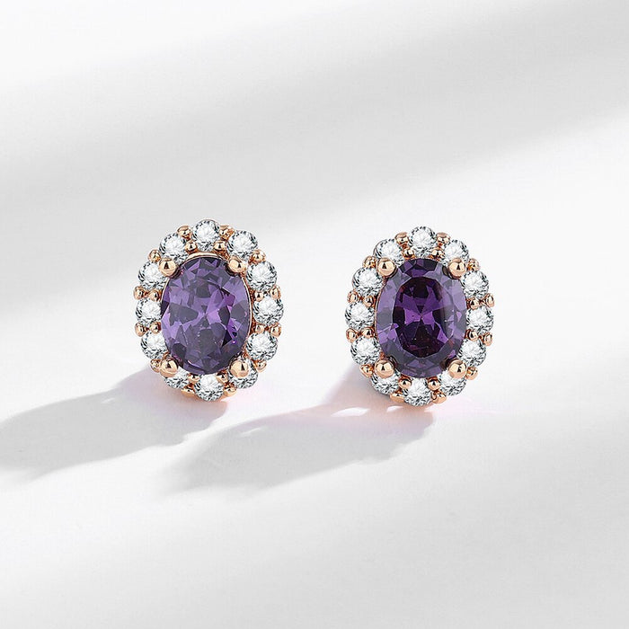 Wholesale Purple Zircon Bracelet Earrings Ring Necklace sets