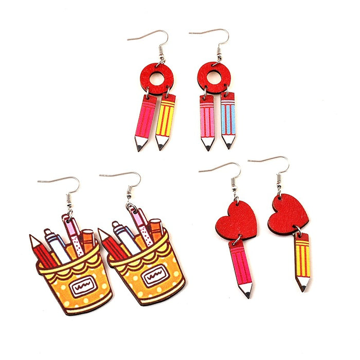 Wholesale Graduation Season Wood Chips Earrings JDC-ES-XLL002