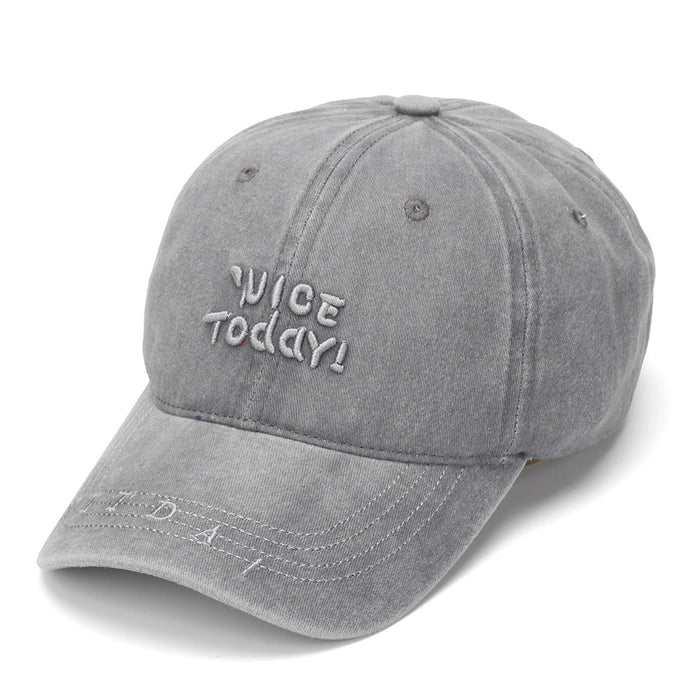 Wholesale Vintage Embroidered Baseball Cap – Grey Distressed Cotton Sun Protection Women' s Fashion Hat