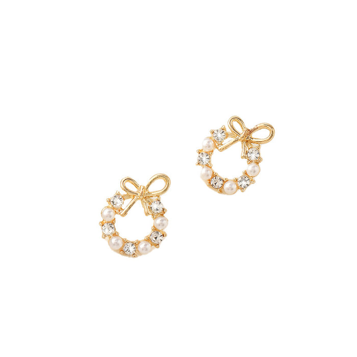 Wholesale Alloy Bow Pearl Diamond Earrings JDC-ES-MYY007