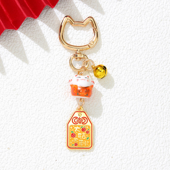 Wholesale Ceramic Lucky Cat Keychain Cute Decorative Accessory for Gift Boutique Resale MOQ≥2
