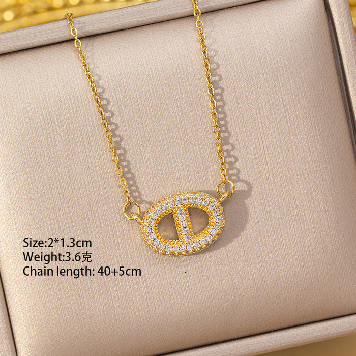 Wholesale Titanium steel Women' s Luxury Full Diamond choker necklace Jewelry