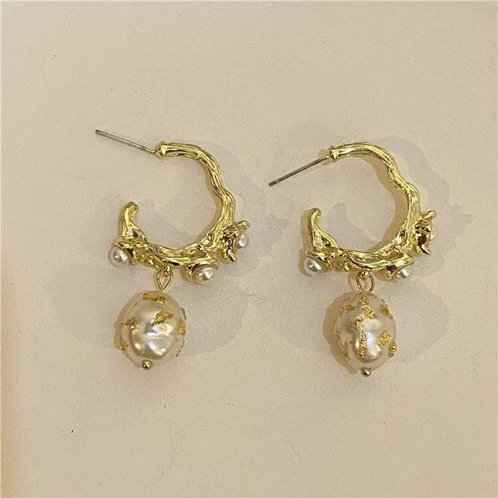 Wholesale Imitation Pearl C- shaped Earrings Light Luxury Niche Design Fairy Elegant Earrings