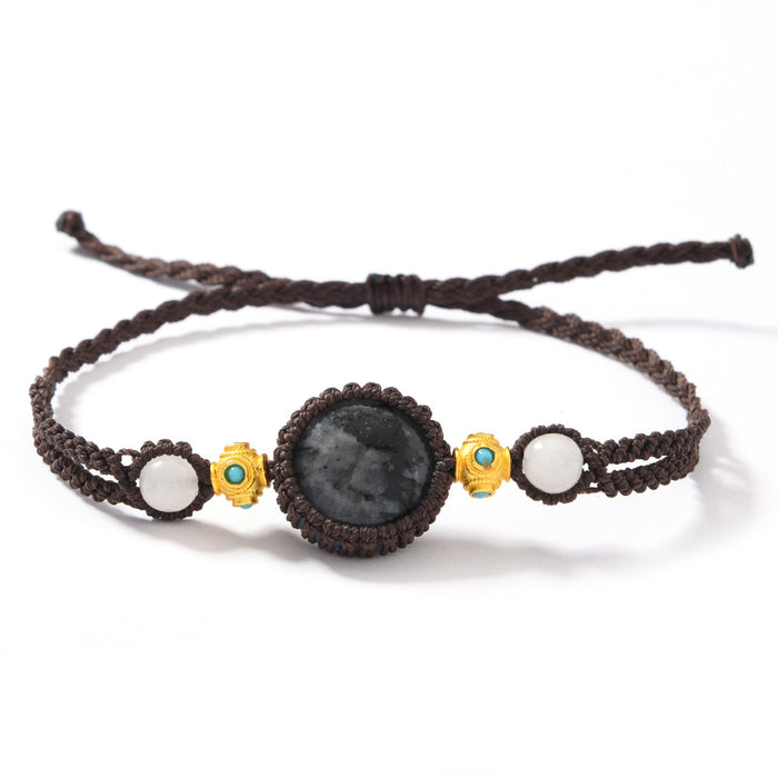 Wholesale Retro Handwoven Natural Stone Adjustable Bracelet Unisex For Boutique Resale